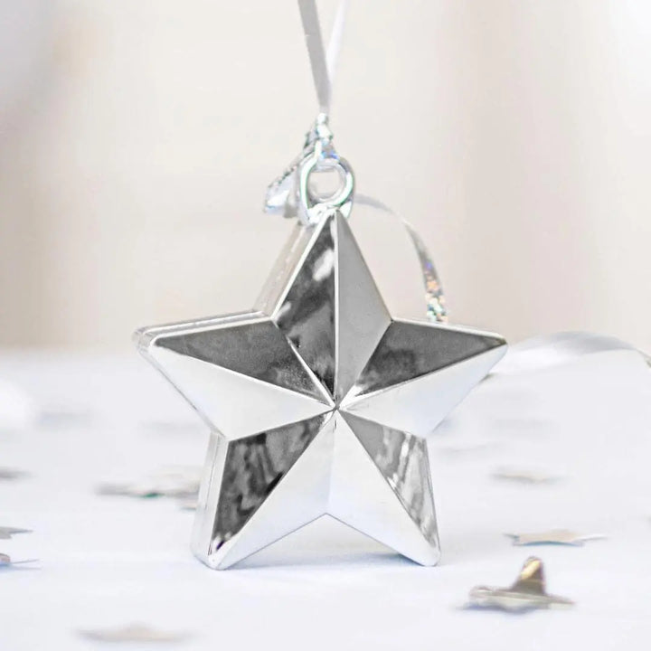 Silver Balloon Weight - Silver Star Metallic Balloon Weight - 160g - Jolie Fete UK