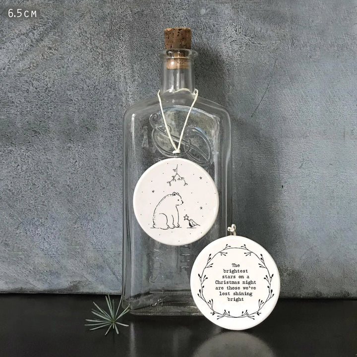 Porcelain Christmas Decoration - Small White Christmas Tree Decoration - Brightest Stars On Christmas Night - Polar Bear - Holiday Decor- x1 - Jolie Fete UK