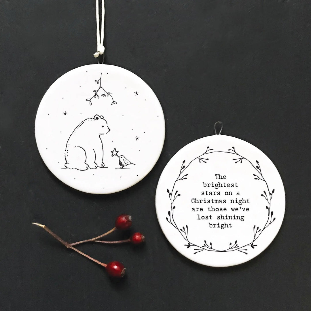 Porcelain Christmas Decoration - Small White Christmas Tree Decoration - Brightest Stars On Christmas Night - Polar Bear - Holiday Decor- x1 - Jolie Fete UK