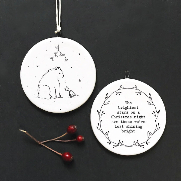 Porcelain Christmas Decoration - Small White Christmas Tree Decoration - Brightest Stars On Christmas Night - Polar Bear - Holiday Decor- x1 - Jolie Fete UK