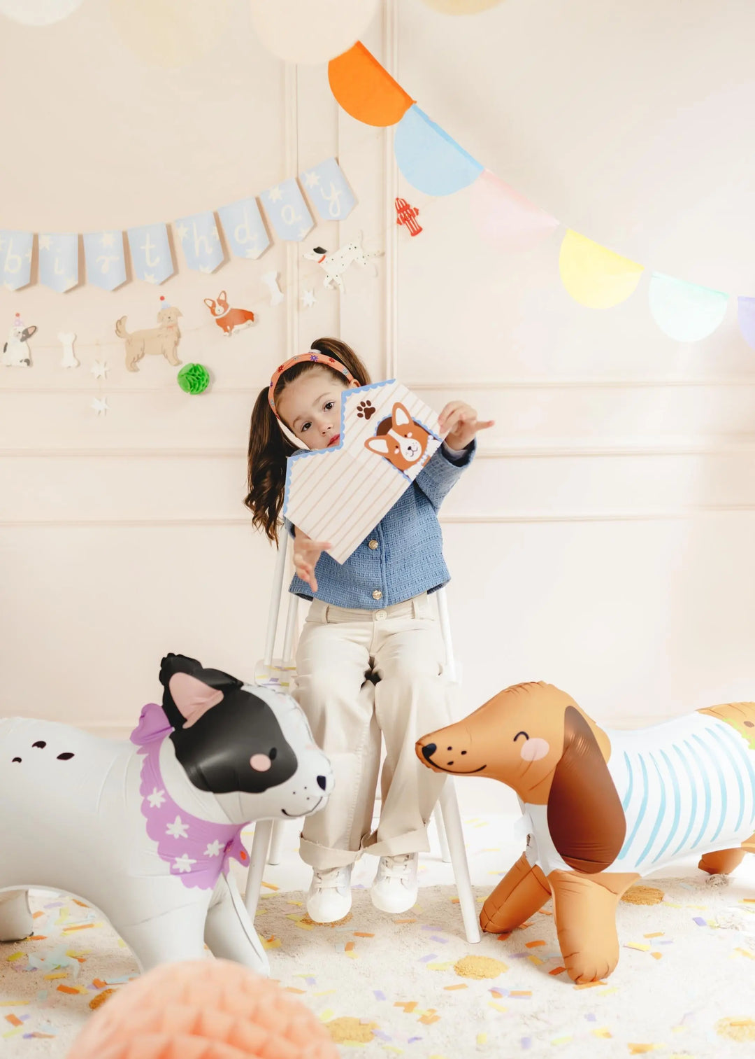 Standing Corgi Foil Balloon - Large 88cm Dog Shape - Puppy Birthday Party Supplies - Animal Themed Kids Celebration - Pet Lover Gift - Jolie Fete UK