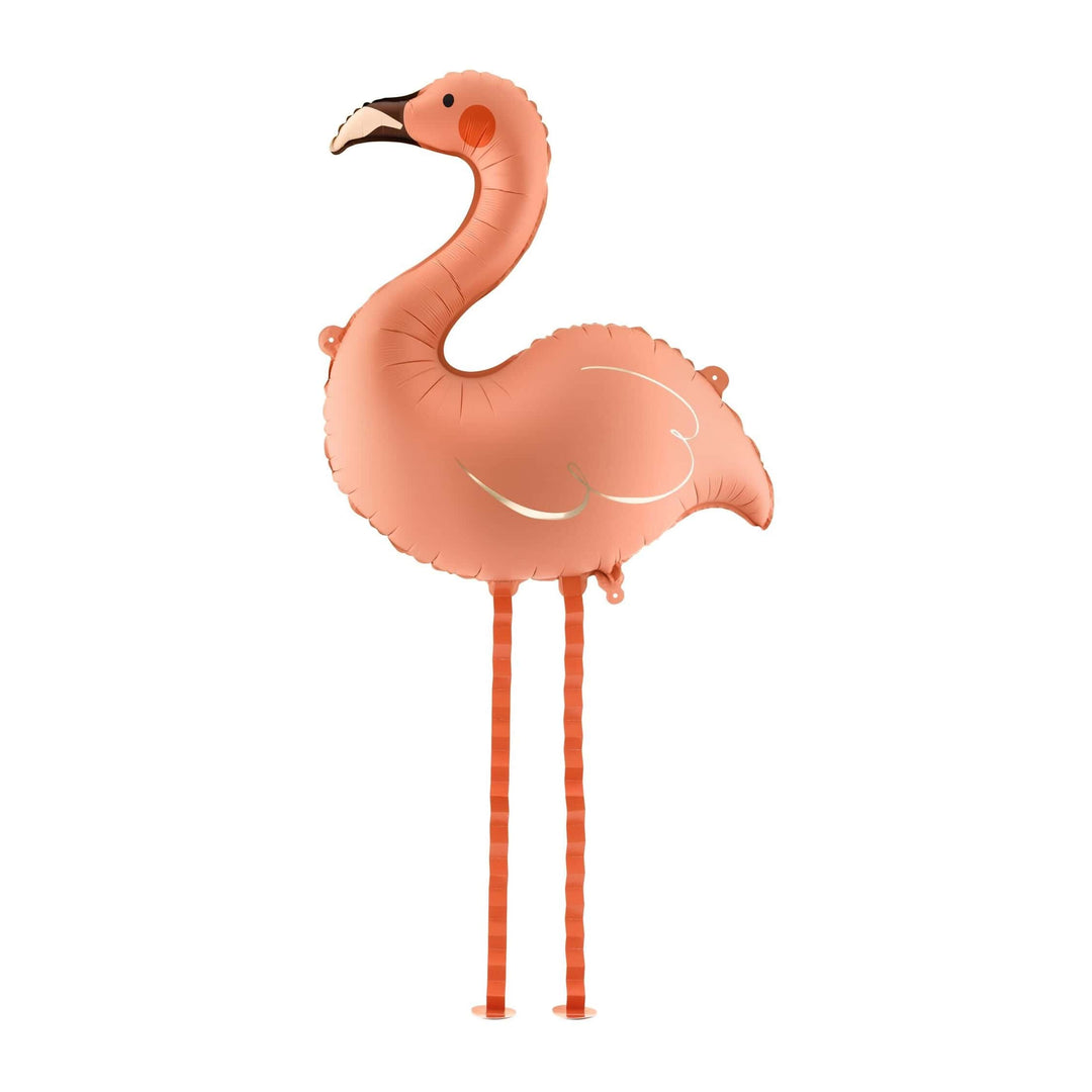 Standing Flamingo Foil Balloon - Coral Tropical Decor - Floating Party Decoration - 65x67cm - Summer BBQ Pool Party - Luau Party Supplies - Jolie Fete UK