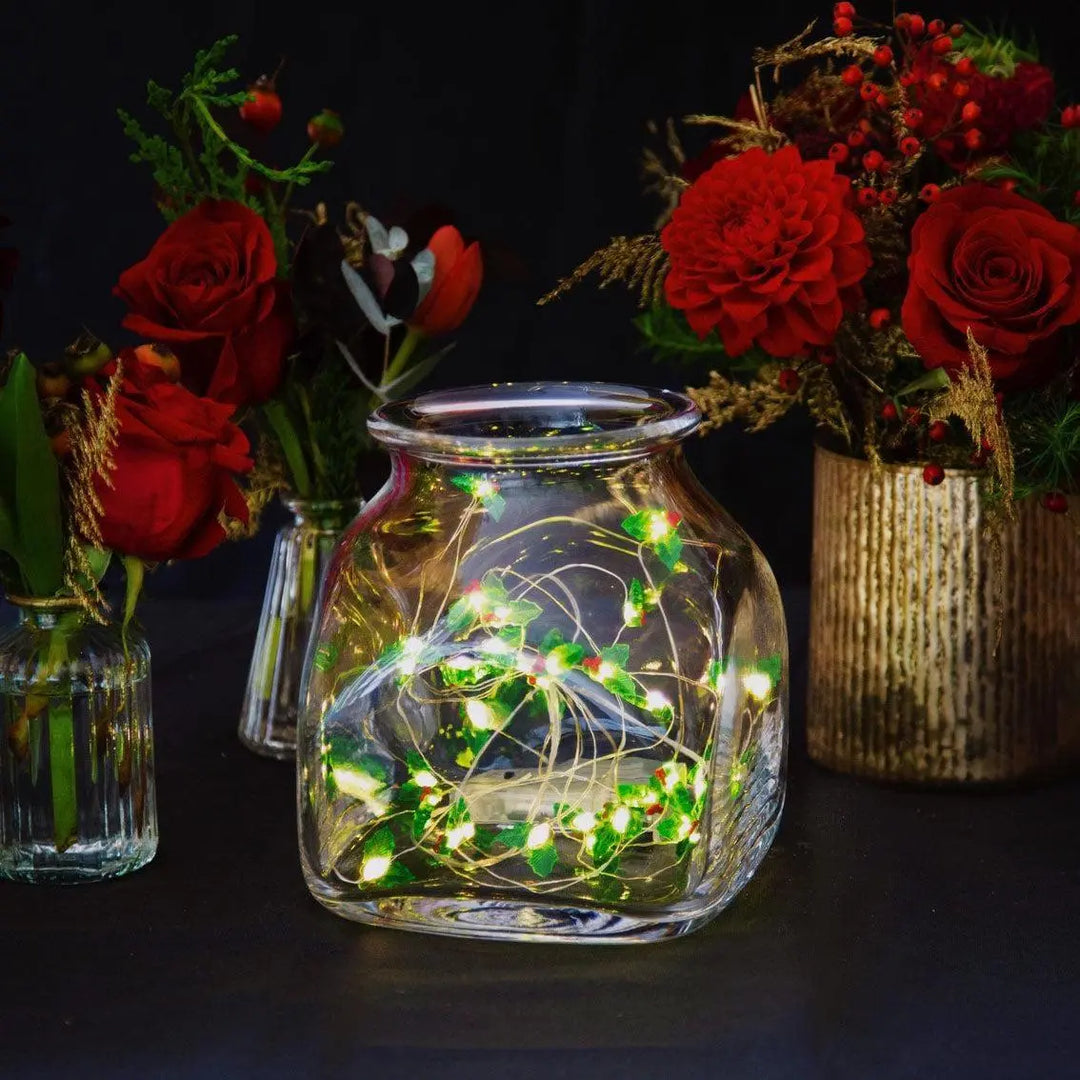String Lights With Holly Leaves - Christmas Lights - Christmas Decorations - Christmas Table Lights - Holiday Decor - 3m - Jolie Fete UK