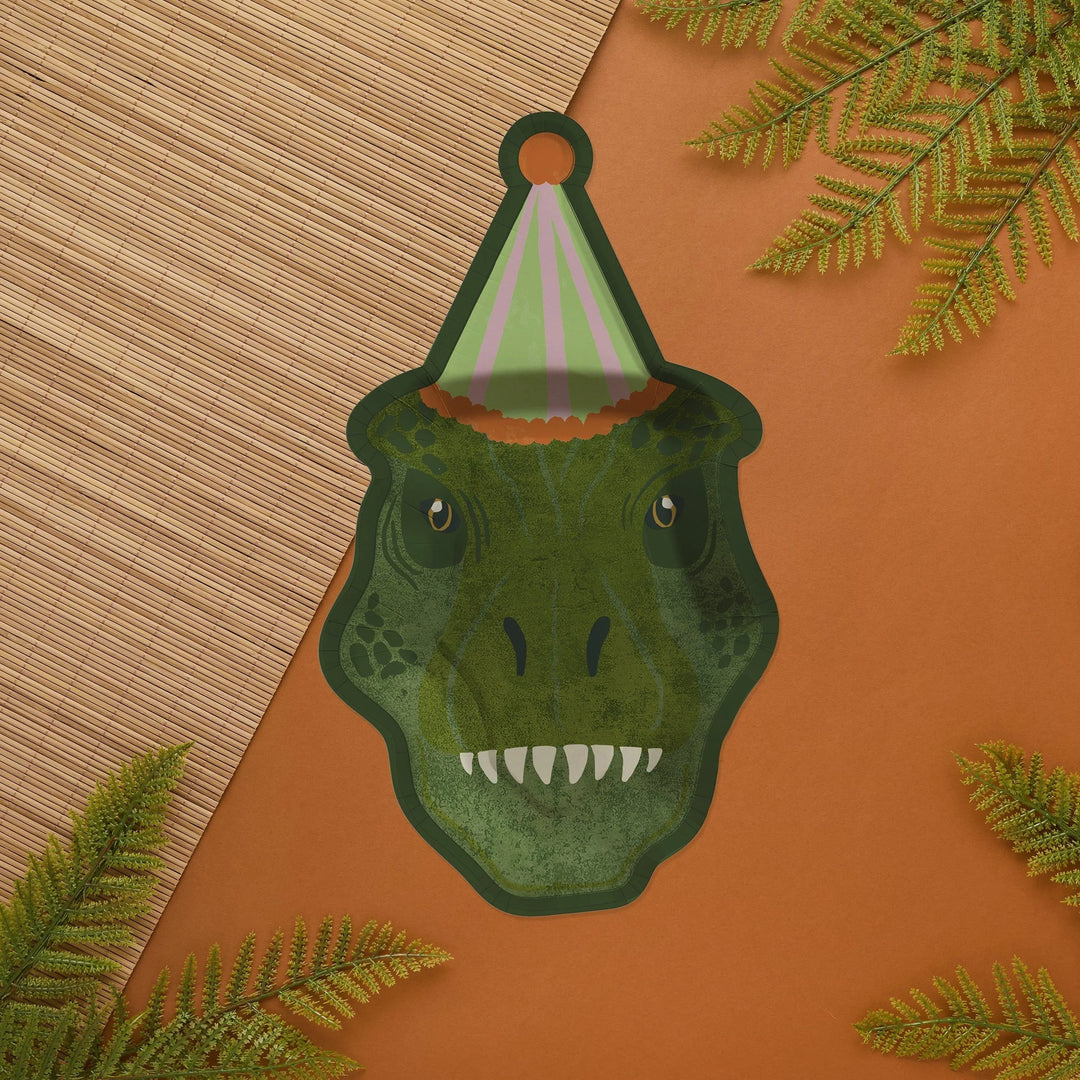 Dinosaur Plates - Dinosaur Paper Party Plates - Dino Birthday Decorations - T-Rex Plates - Kids Birthday Party Decor - Pack Of 8 - Jolie Fete UK