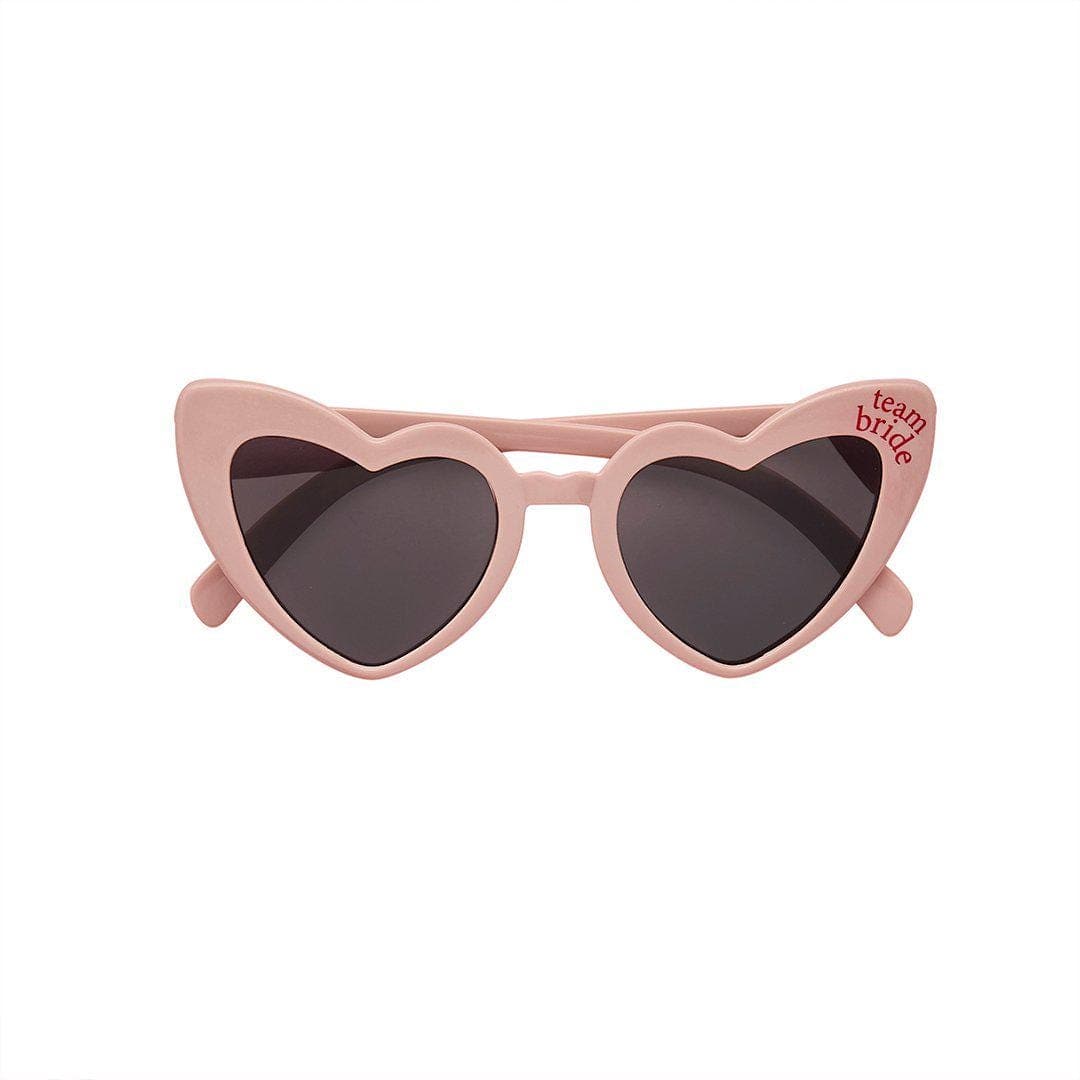 Team Bride Heart Sunglasses - Pink & Red Hen Party Favours - She’s Tying The Knot Coquette Hen Do Accessories - Bridal Shower - Pack of 5 - Jolie Fete UK