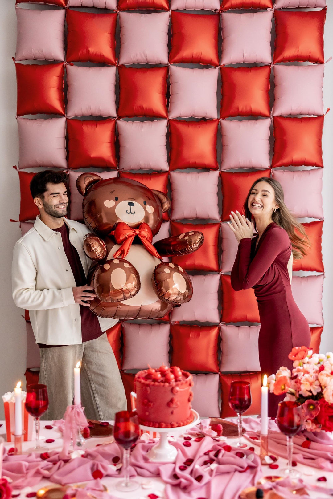 Teddy Bear Foil Balloon - 1st Birthday Air Fill Balloon - Large Sitting 3D Bear Prop - We Can Bearly Wait Baby Shower Decor - No Helium - Jolie Fete UK