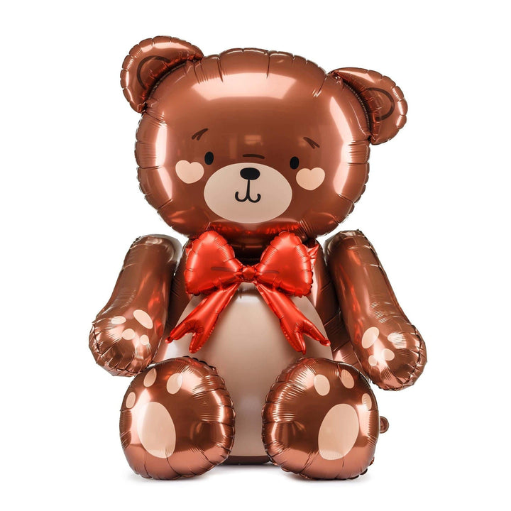 Teddy Bear Foil Balloon - 1st Birthday Air Fill Balloon - Large Sitting 3D Bear Prop - We Can Bearly Wait Baby Shower Decor - No Helium - Jolie Fete UK