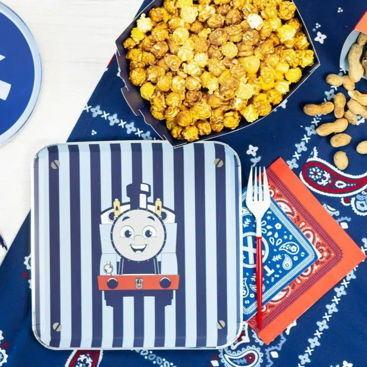 Thomas & Friends Small Bandana Napkins - Train Birthday Party Napkins - Blue Paper Napkins - Thomas Tank Engine Party Supplies - Pack of 24 - Jolie Fete UK