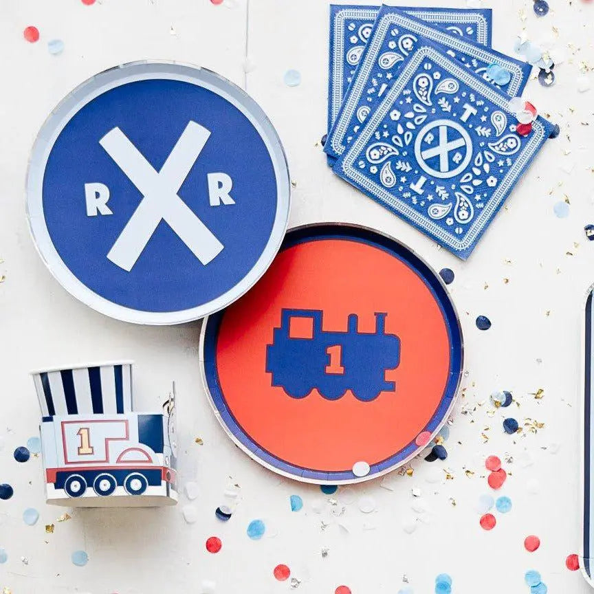 Thomas & Friends Small Bandana Napkins - Train Birthday Party Napkins - Blue Paper Napkins - Thomas Tank Engine Party Supplies - Pack of 24 - Jolie Fete UK