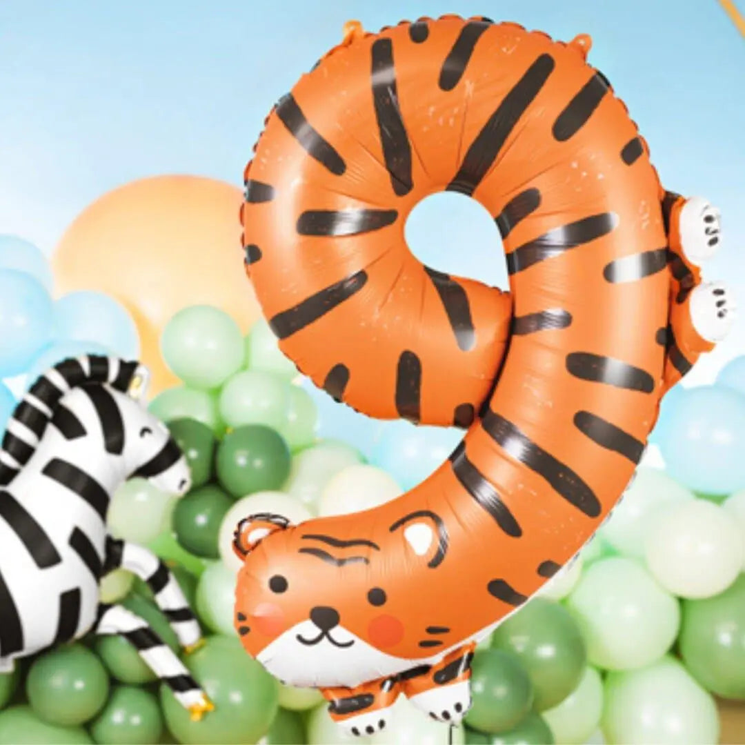 Tiger Foil Balloon Number 9 - Jolie Fete