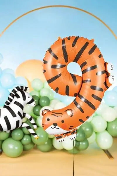 Tiger Foil Balloon Number 9 - Jolie Fete