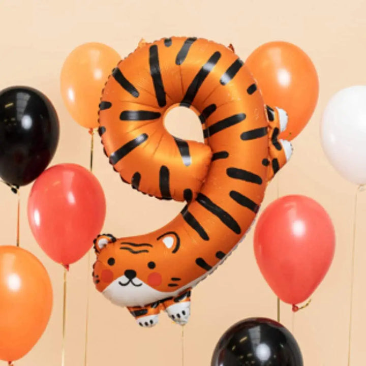 Tiger Foil Balloon Number 9 - Jolie Fete