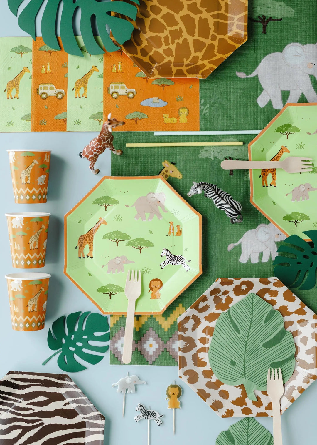 Tropical Leaf Napkins - Monstera Leaf Shaped Paper Napkins - Green Jungle Theme Birthday Party Tableware - Wild One Party Decor - Pack Of 12 - Jolie Fete UK