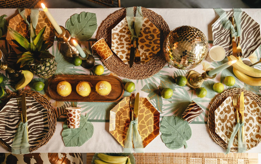 Tropical Leaf Napkins - Monstera Leaf Shaped Paper Napkins - Green Jungle Theme Birthday Party Tableware - Wild One Party Decor - Pack Of 12 - Jolie Fete UK