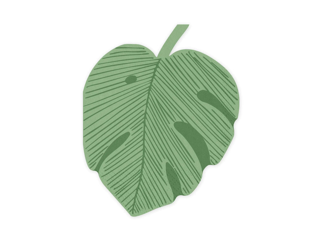 Tropical Leaf Napkins - Monstera Leaf Shaped Paper Napkins - Green Jungle Theme Birthday Party Tableware - Wild One Party Decor - Pack Of 12 - Jolie Fete UK