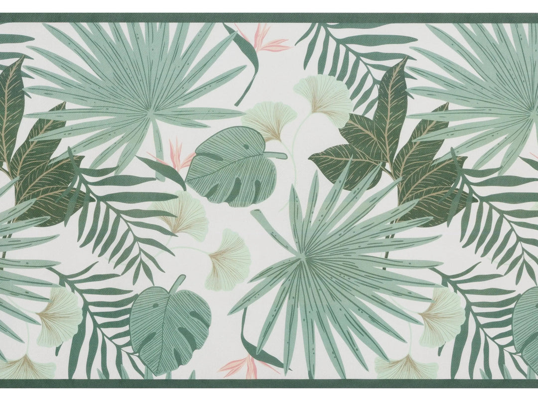 Tropical Leaves Table Runner - Jungle Party Table Cover - Green Nonwoven Runner - First Birthday Decor - Wild One Theme - Safari Party Table - Jolie Fete UK