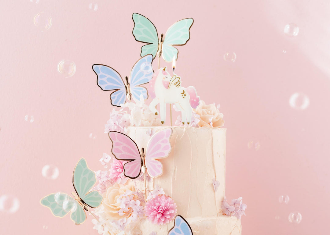 Unicorn Candle - Unicorn Birthday Cake Candle - 9cm White Unicorn Cake Topper - Unicorn Birthday Decorations - Jolie Fete UK