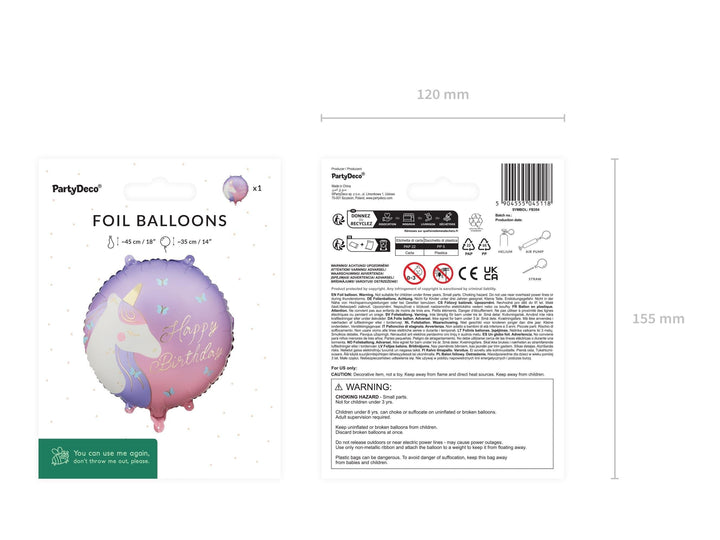 Unicorn Happy Birthday Foil Balloon - Unicorn Balloons -Lilac & Pink With Gold Lettering-Unicorn Birthday Decorations-Unicorn Party Supplies - Jolie Fete UK