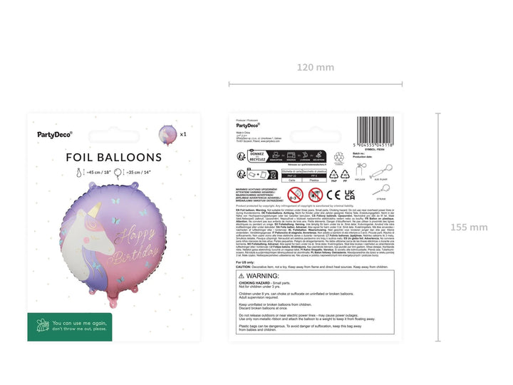 Unicorn Happy Birthday Foil Balloon - Unicorn Balloons -Lilac & Pink With Gold Lettering-Unicorn Birthday Decorations-Unicorn Party Supplies - Jolie Fete UK