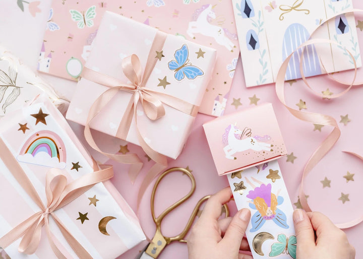 Unicorn Stickers - Pastel Unicorns, Butterflies, Rainbow, Fairy & Gold Stars - Unicorn Birthday Party Decorations - Party Bags - Pack Of 23 - Jolie Fete UK