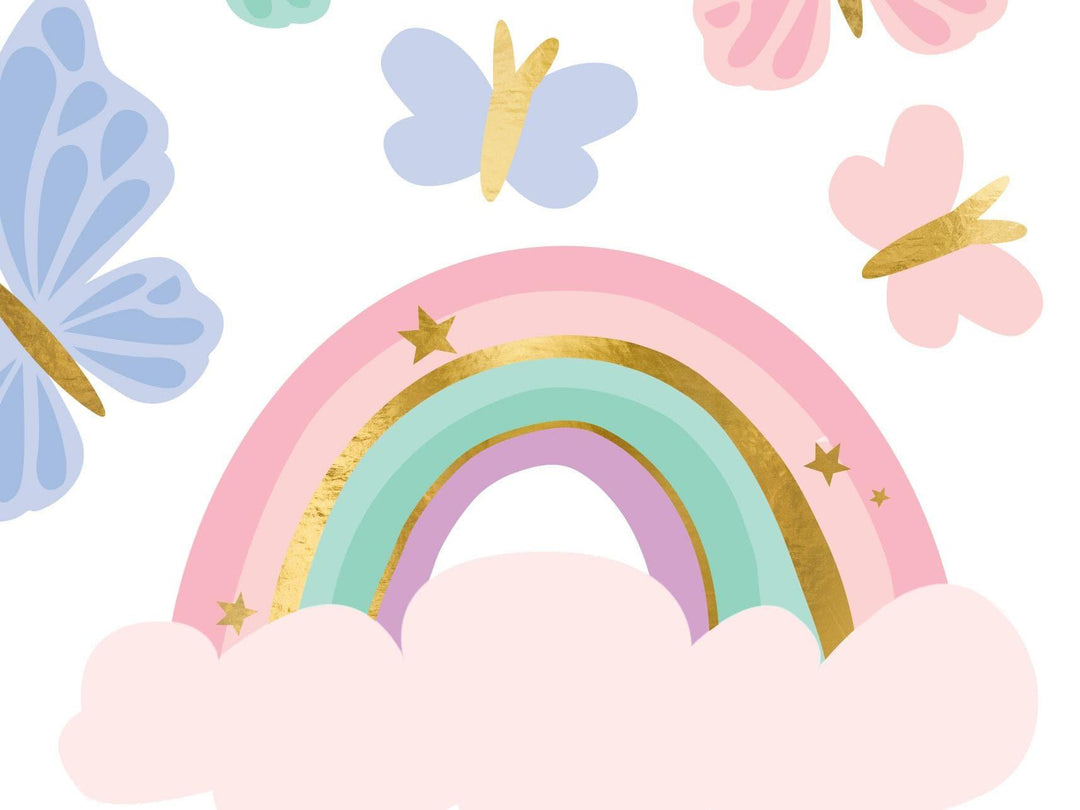 Unicorn Temporary Tattoos - Pastel Rainbow & Butterfly Party Bag Fillers - Pink, Blue, Green Kids Tattoos -Unicorn Birthday Party-Pack Of 15 - Jolie Fete UK