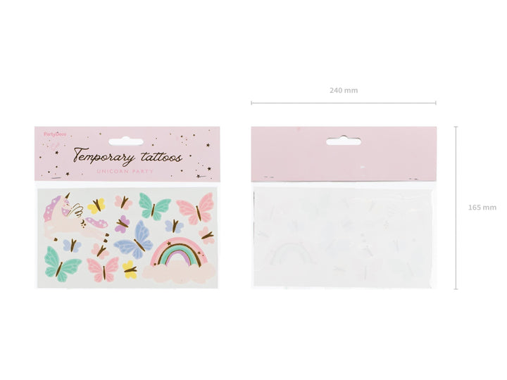 Unicorn Temporary Tattoos - Pastel Rainbow & Butterfly Party Bag Fillers - Pink, Blue, Green Kids Tattoos -Unicorn Birthday Party-Pack Of 15 - Jolie Fete UK