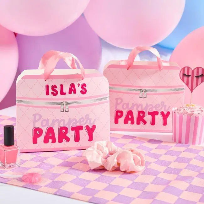 Vanity Case Party Bags - Customisable Pink Party Bags - Pamper Party Gift Bags - Girls Birthday Party Favours - Spa Sleepover - Pack of 5 - Jolie Fete UK