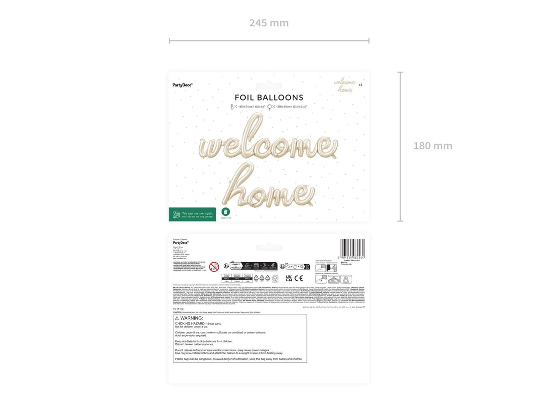 Welcome Home Script Foil Balloon -Cream Satin Finish Lettering-New Baby Homecoming Party Decor-New House Warming Gift-Elegant Banner Garland - Jolie Fete UK