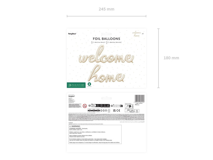 Welcome Home Script Foil Balloon -Cream Satin Finish Lettering-New Baby Homecoming Party Decor-New House Warming Gift-Elegant Banner Garland - Jolie Fete UK