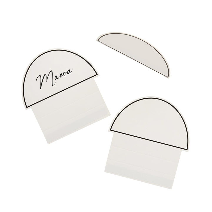 White & Black Place Cards - Arch Shaped Name Cards With Border - Modern Minimalist Table Decor - DIY Stationery-Monochrome Wedding-Pack Of 6 - Jolie Fete UK