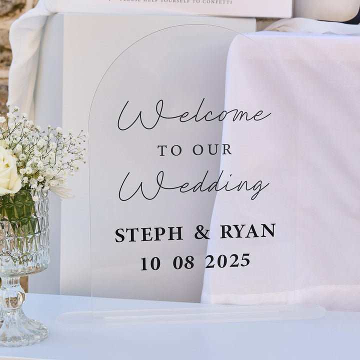 White & Black Place Cards - Arch Shaped Name Cards With Border - Modern Minimalist Table Decor - DIY Stationery-Monochrome Wedding-Pack Of 6 - Jolie Fete UK