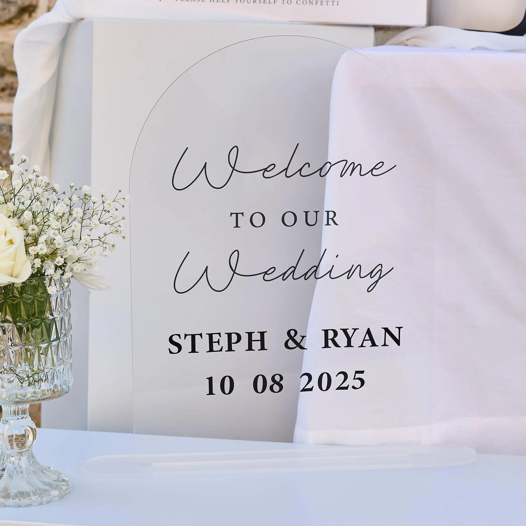 White & Black Place Cards - Arch Shaped Name Cards With Border - Modern Minimalist Table Decor - DIY Stationery-Monochrome Wedding-Pack Of 6 - Jolie Fete UK