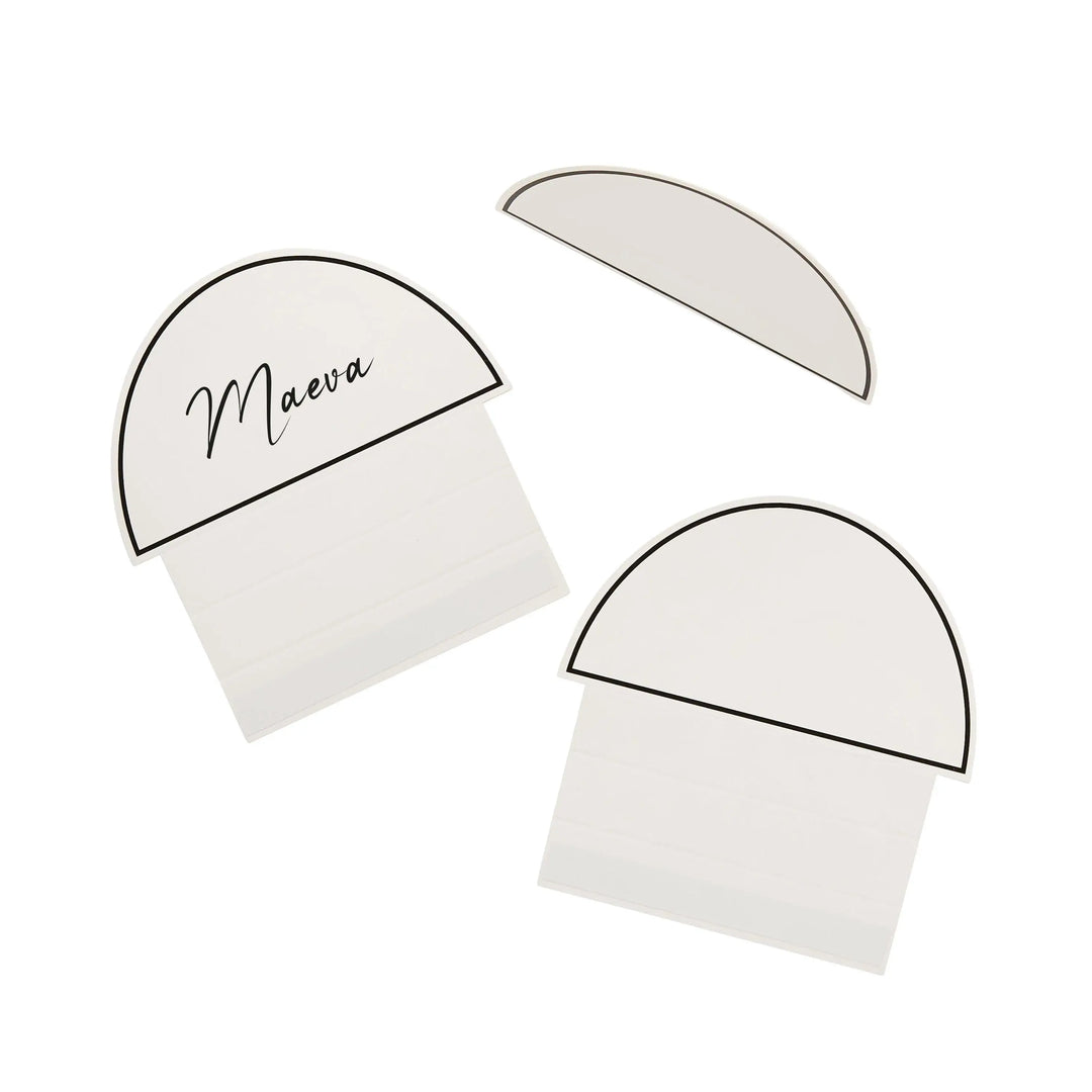 White & Black Place Cards - Arch Shaped Name Cards With Border - Modern Minimalist Table Decor - DIY Stationery-Monochrome Wedding-Pack Of 6 - Jolie Fete UK