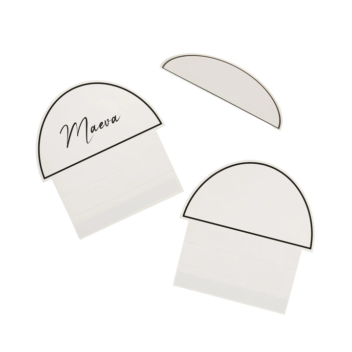 White & Black Place Cards - Arch Shaped Name Cards With Border - Modern Minimalist Table Decor - DIY Stationery-Monochrome Wedding-Pack Of 6 - Jolie Fete UK