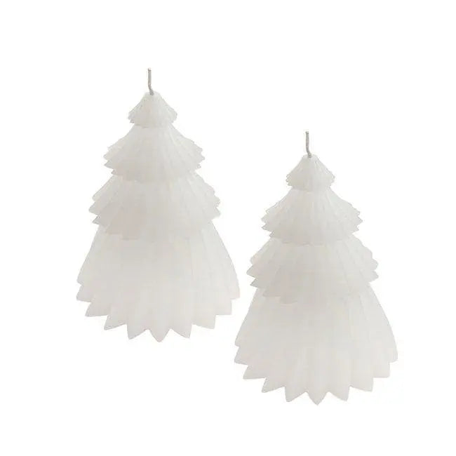 White Christmas Tree Candles - Tree Shaped Candles - Christmas Table Decor - Festive Candle Decorations - Xmas Home Decor - Pack of 2 - Jolie Fete UK