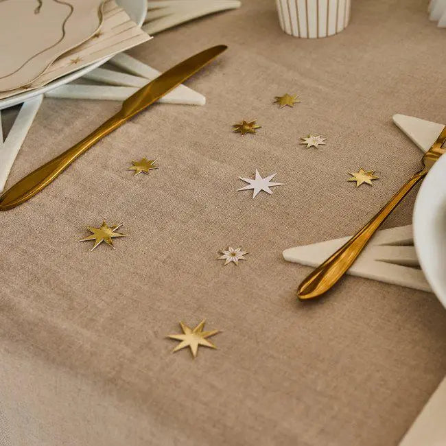 White Christmas Star Table Scatter - Gold & White Star Confetti - Xmas Table Decor - Festive Party Sprinkles - Holiday Table Decoration 14g - Jolie Fete UK