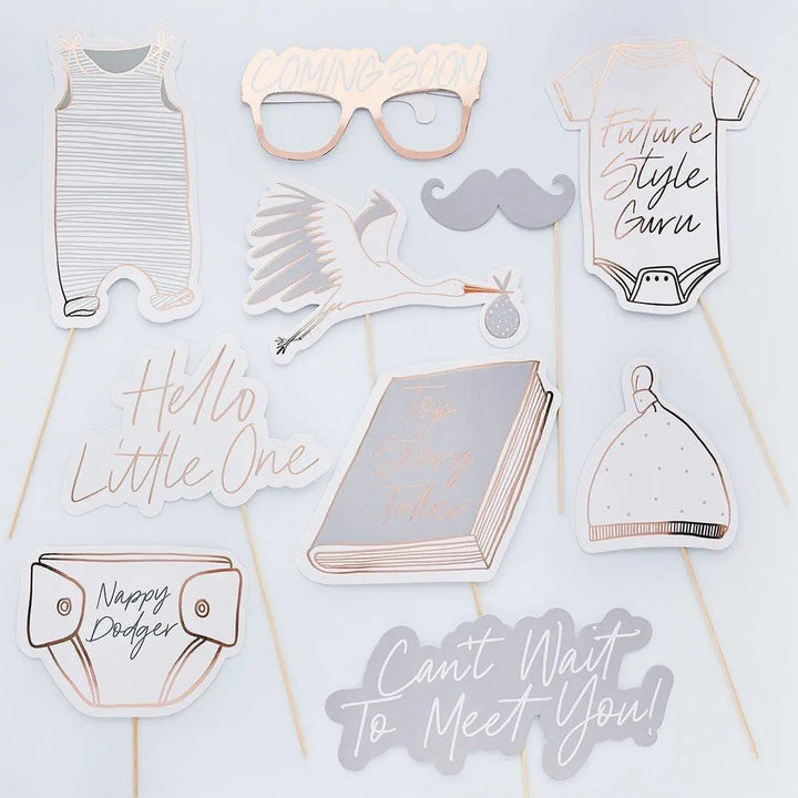 Stork and Tassel Baby Shower Garland - White & Grey Nursery Decor - Gender Neutral Party Decorations - New Baby Celebration - 3m DIY Bunting - Jolie Fete UK