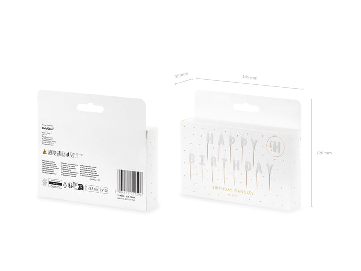 White Happy Birthday Cake Candles - White Cake Decorations - Plain White Birthday Party Decor - 13 Letter Candles - Jolie Fete UK