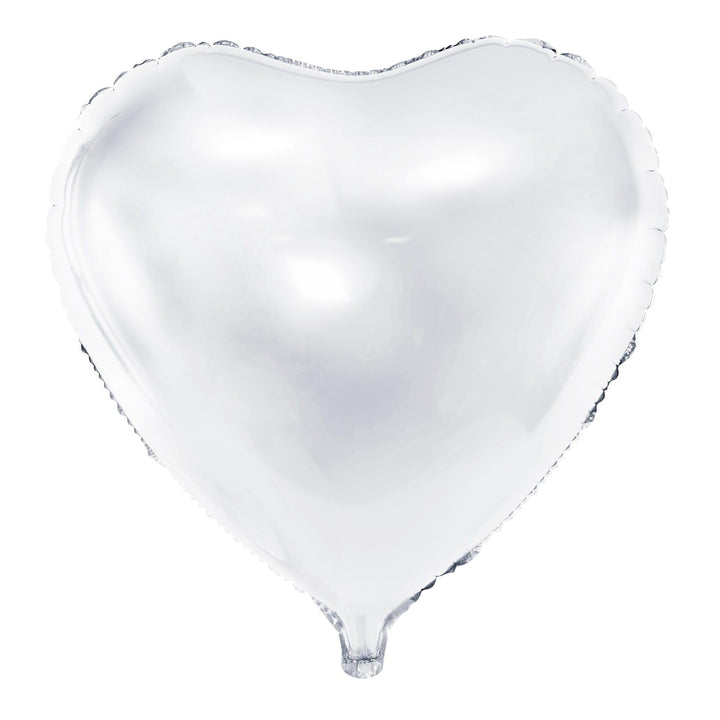 White Heart Foil Balloon 45cm - Metallic White Heart Birthday Balloon - Hen Party Balloons - Baby Shower - Anniversary Party Supplies - Jolie Fete UK