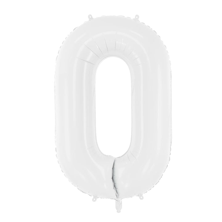 White Number 0 Balloon 86cm / 34" - Large Matt White Foil Mylar Digit - 10th Birthday Balloon - 100th - Anniversary Party Supplies - Jolie Fete UK