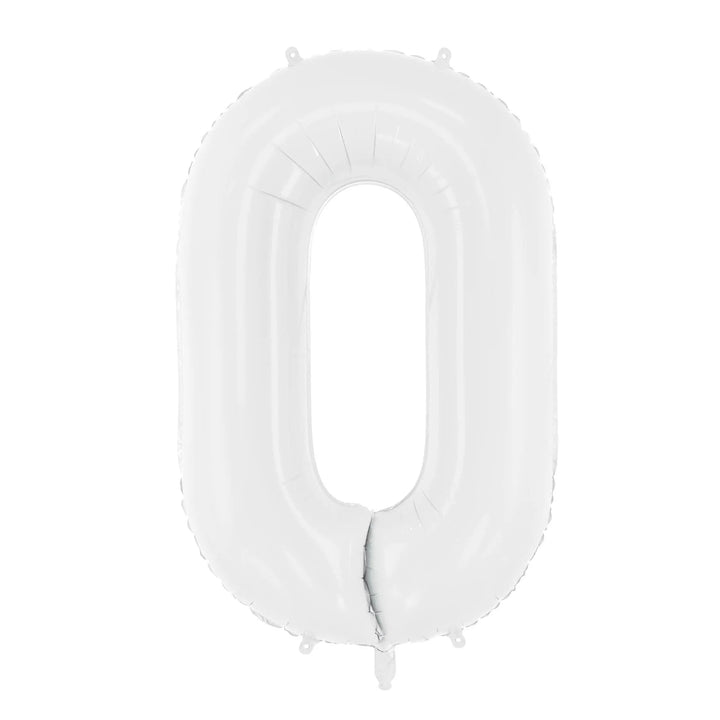 White Number 0 Balloon 86cm / 34" - Large Matt White Foil Mylar Digit - 10th Birthday Balloon - 100th - Anniversary Party Supplies - Jolie Fete UK