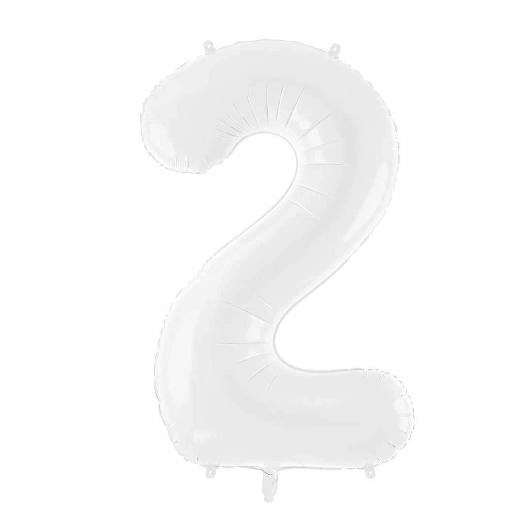 White Number 2 Balloon 86cm / 34" - Large Matt White Foil Mylar Digit - 2nd Birthday Balloon - 21st - Anniversary Party Supplies - Jolie Fete UK