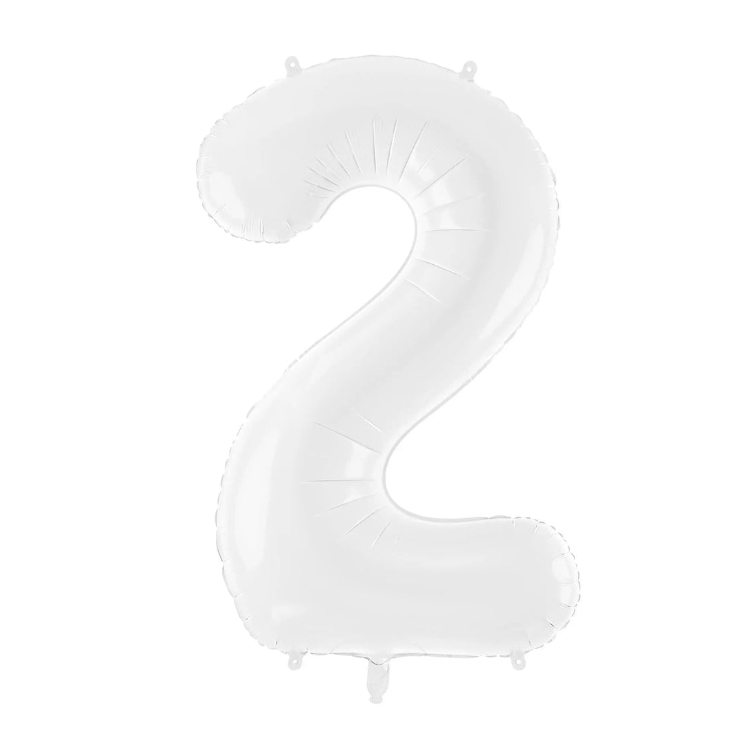 White Number 2 Balloon 86cm / 34" - Large Matt White Foil Mylar Digit - 2nd Birthday Balloon - 21st - Anniversary Party Supplies - Jolie Fete UK
