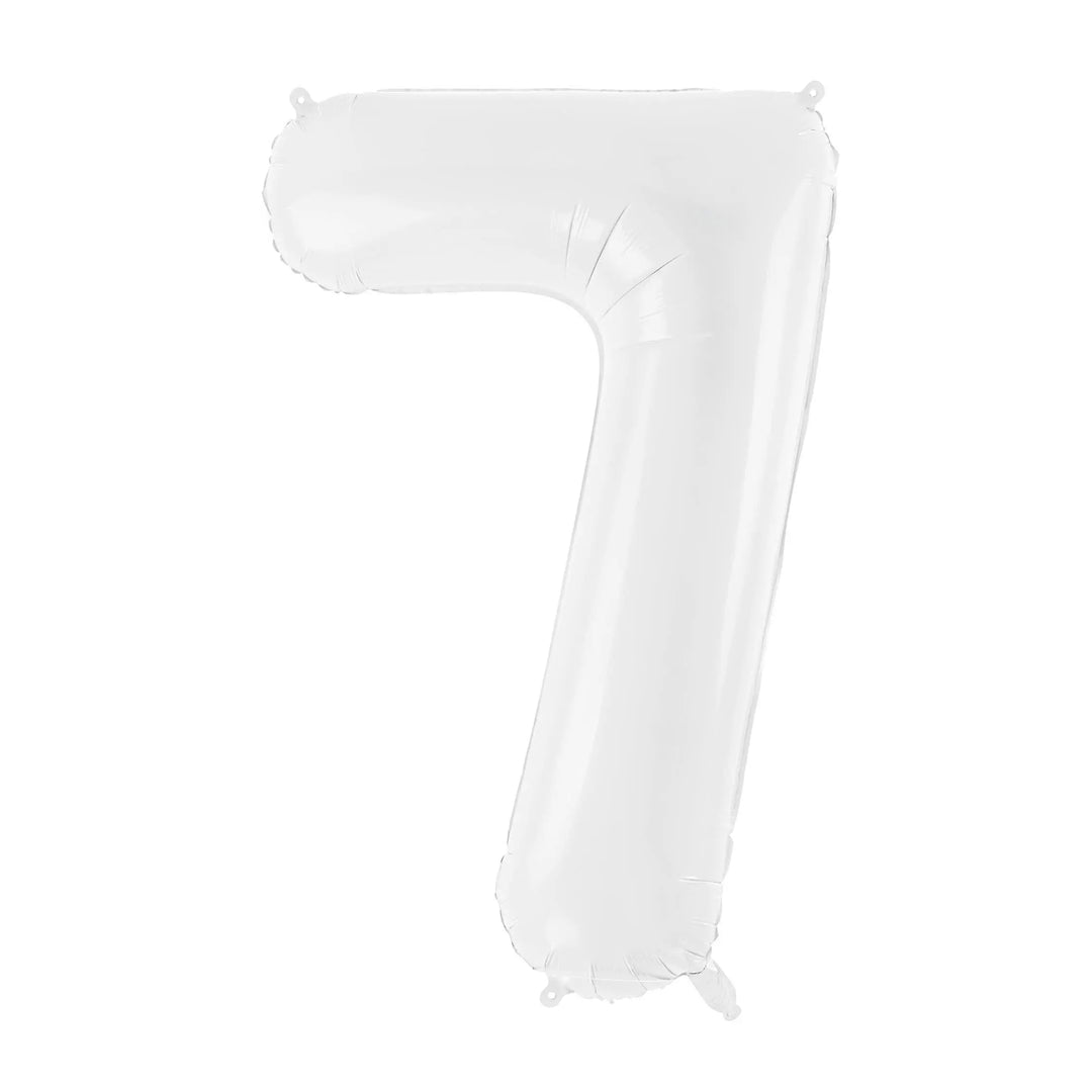 White Number 7 Balloon 86cm / 34" - Large Matt White Foil Mylar Digit - 70th Birthday Balloon - 7th - Anniversary Party Supplies - Jolie Fete UK