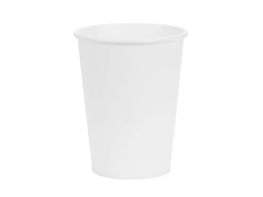 White Paper Cups 250ml - White Party Cups - Disposable Cups for Birthday - Baby Shower - Tea Party - Wedding Decor - Christening - Pack of 6 - Jolie Fete UK