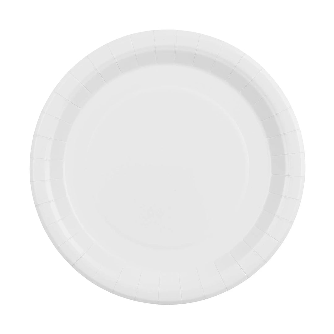 White Paper Plates 23cm - Pastel White Party Plates - Kids Birthday Tableware - Baby Shower - Hen Party Plates - Christening - Pack of 6 - Jolie Fete UK