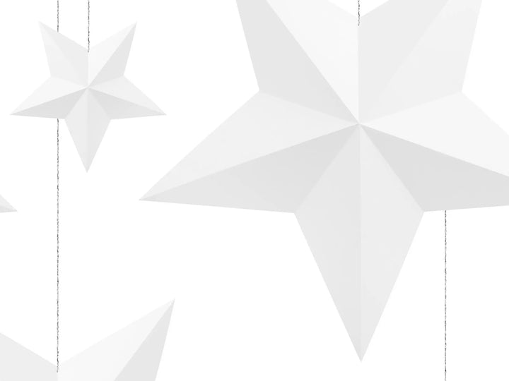 White Paper Stars - White Christmas Hanging Stars - DIY Christmas Decorations - 3D Contemporary Decor - Holiday Decor - White Star-Pack Of 6 - Jolie Fete UK