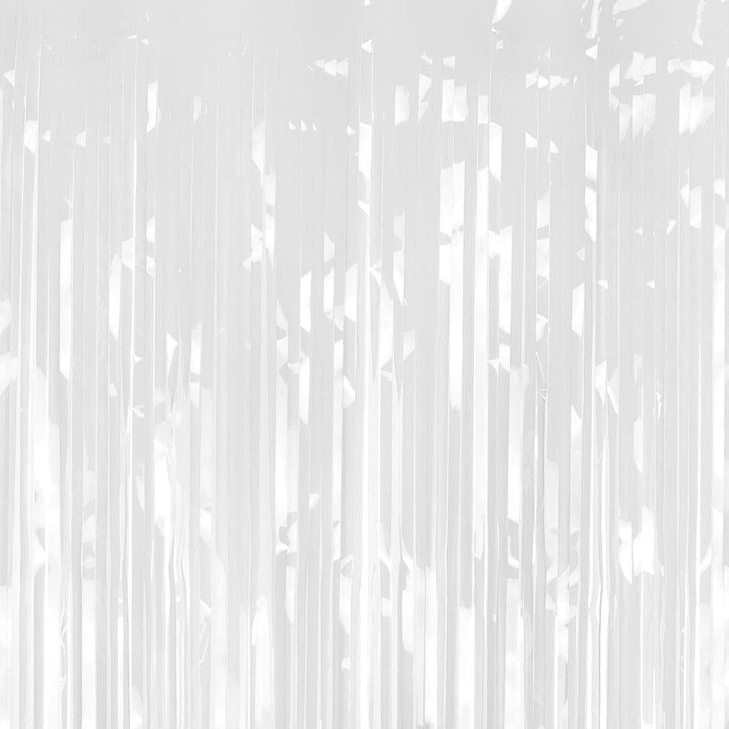 White Party Curtain - White Party Backdrop - White Party Decorations - White Tinsel Foil Fringe Curtain - Photo Booth Backdrop - 100 x 200cm - Jolie Fete UK