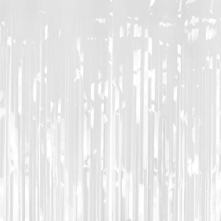 White Party Curtain - White Party Backdrop - White Party Decorations - White Tinsel Foil Fringe Curtain - Photo Booth Backdrop - 100 x 200cm - Jolie Fete UK