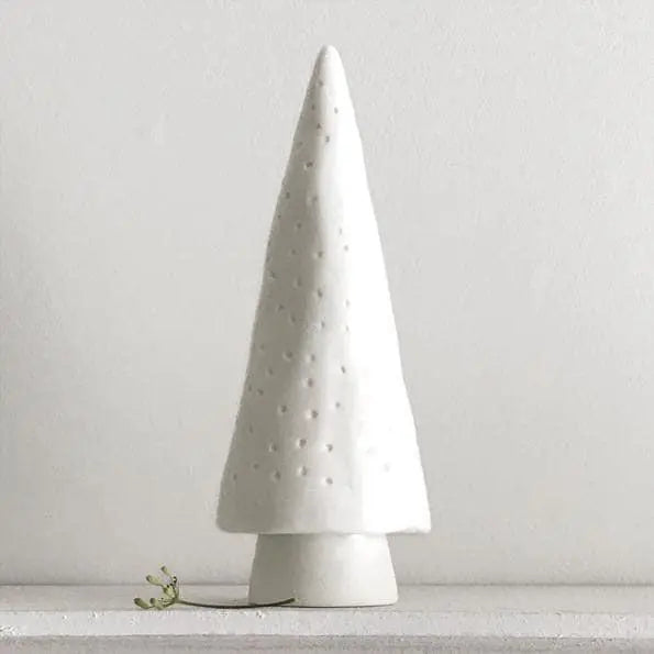 Porcelain Christmas Tree - White Conical Christmas Tree With Gift Box - Christmas Decorations - Christmas Gift Set - East Of India - Jolie Fete UK